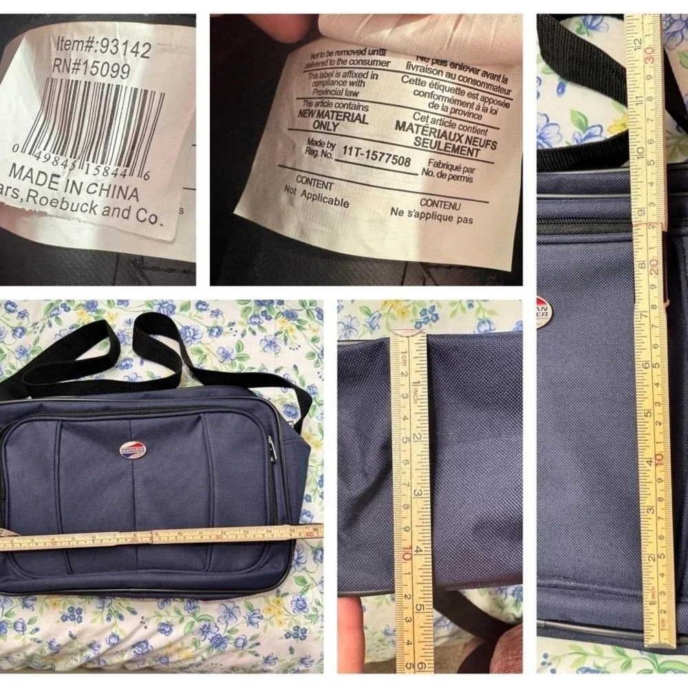 American Tourister Navy Blue Laptop Messenger Carry On Travel Bag Office 15